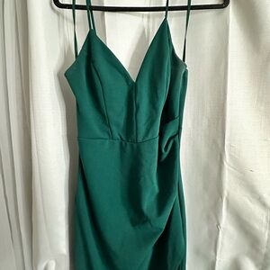 Elegant Green Spaghetti Strap Dress